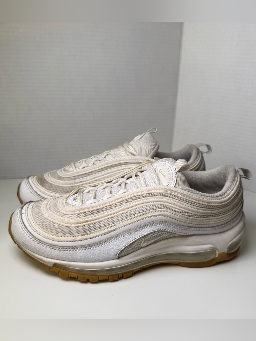 Nike Air Max 97 Sneakers Athletic Shoes in Cream & White Gum Outsole US M7 W8.5